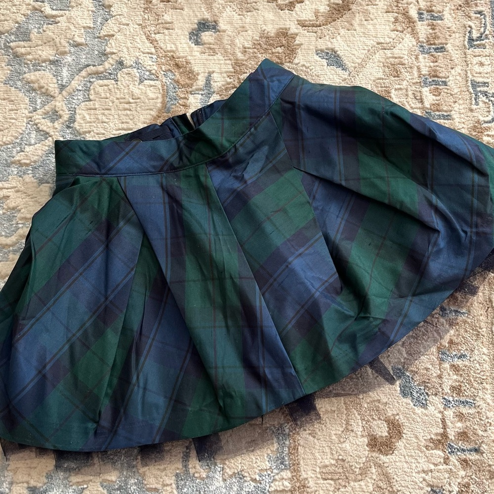 New ✨ Janie and Jack Elegant Green and Blue Plaid Skater Skirt size 4